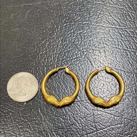 Monet Gold Leaf-Shaped Hoop Earrings - Picture 2 of 4